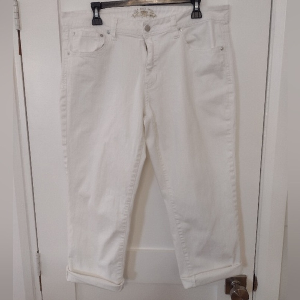White Polo Denim Capri Pants